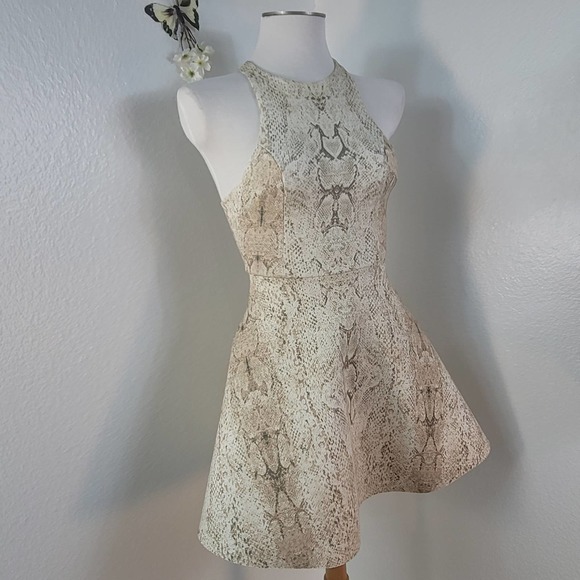 SILENCE + NOISE URBAN OUTFITTERS ROXY SNAKE PRINT SCUBA MINI A-LINE DRESS SZ: XS - Picture 11 of 12